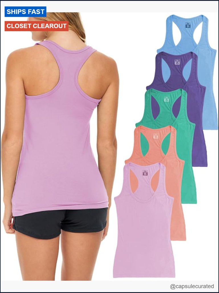 Cotton Stretch Racerback Tank Tops Multi Pack Activewear
